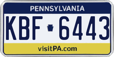 PA license plate KBF6443