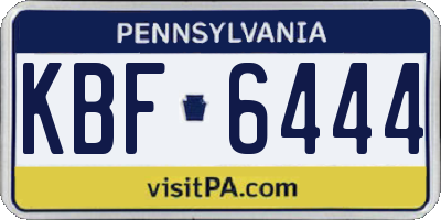 PA license plate KBF6444
