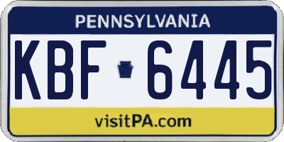 PA license plate KBF6445
