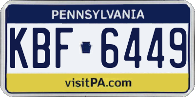 PA license plate KBF6449