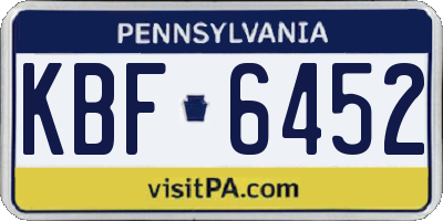 PA license plate KBF6452