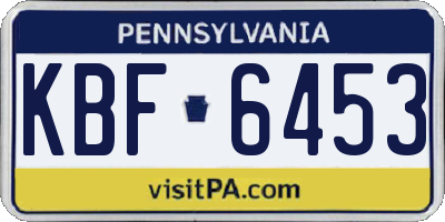 PA license plate KBF6453