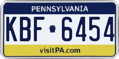 PA license plate KBF6454