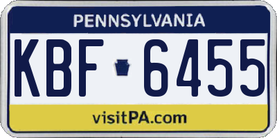 PA license plate KBF6455