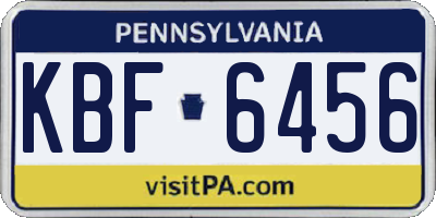 PA license plate KBF6456