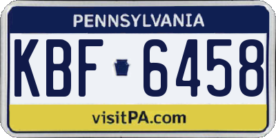 PA license plate KBF6458