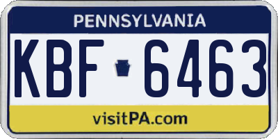 PA license plate KBF6463