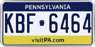 PA license plate KBF6464