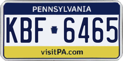PA license plate KBF6465