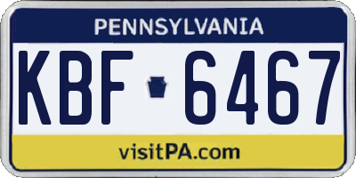 PA license plate KBF6467