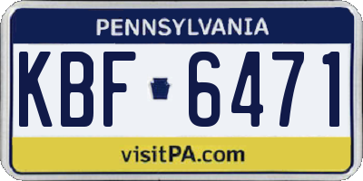 PA license plate KBF6471