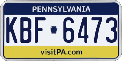 PA license plate KBF6473