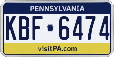 PA license plate KBF6474