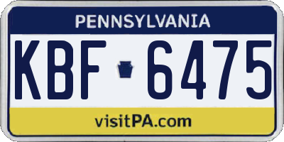 PA license plate KBF6475