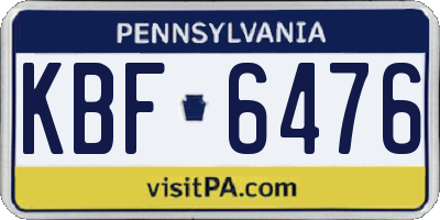 PA license plate KBF6476