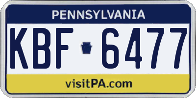 PA license plate KBF6477