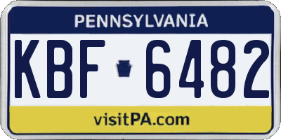 PA license plate KBF6482