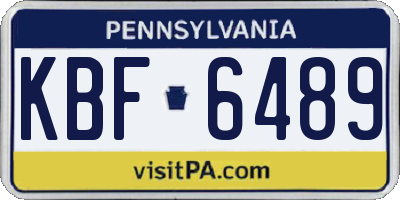 PA license plate KBF6489