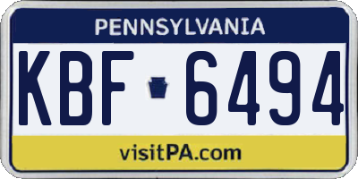PA license plate KBF6494