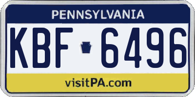 PA license plate KBF6496