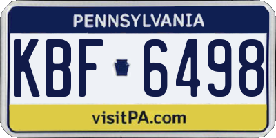 PA license plate KBF6498