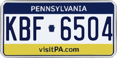 PA license plate KBF6504