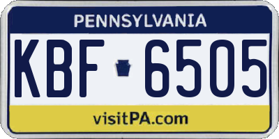 PA license plate KBF6505