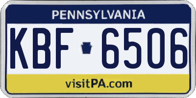 PA license plate KBF6506