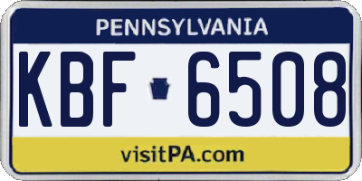 PA license plate KBF6508