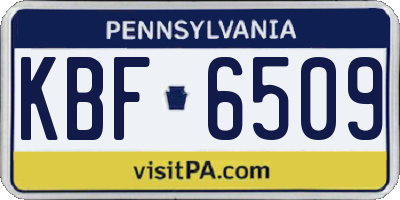 PA license plate KBF6509