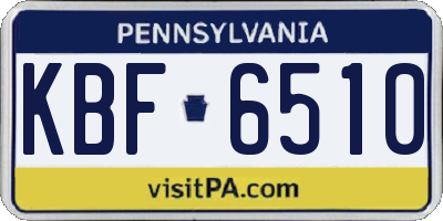 PA license plate KBF6510