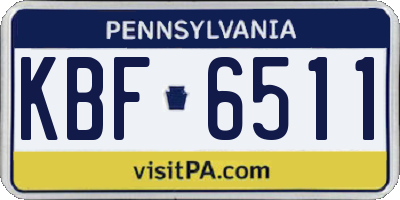 PA license plate KBF6511