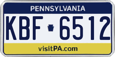 PA license plate KBF6512
