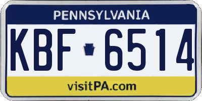 PA license plate KBF6514