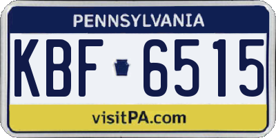 PA license plate KBF6515