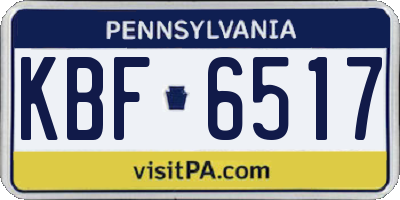 PA license plate KBF6517