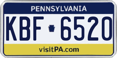 PA license plate KBF6520