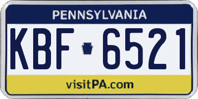 PA license plate KBF6521