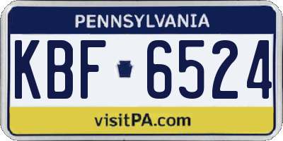 PA license plate KBF6524