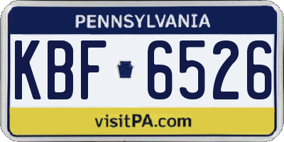 PA license plate KBF6526