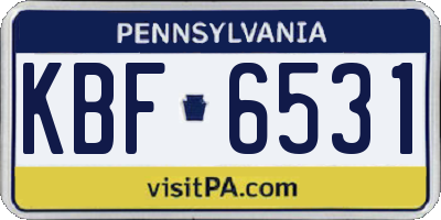 PA license plate KBF6531