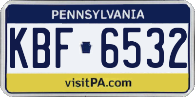 PA license plate KBF6532