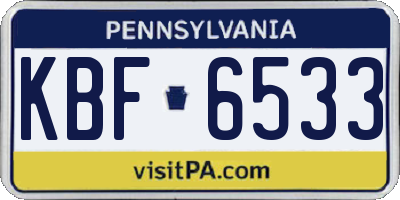 PA license plate KBF6533