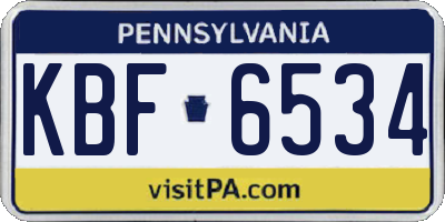 PA license plate KBF6534