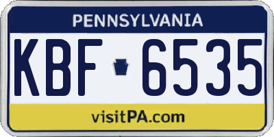 PA license plate KBF6535