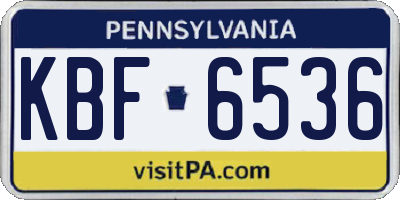 PA license plate KBF6536
