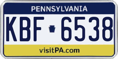 PA license plate KBF6538
