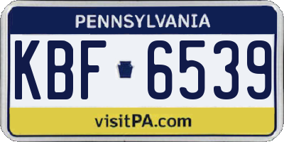 PA license plate KBF6539