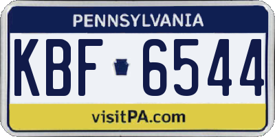 PA license plate KBF6544
