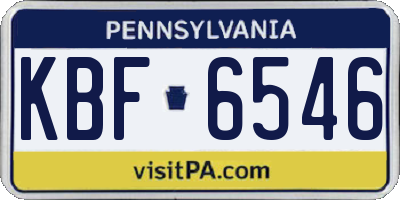 PA license plate KBF6546